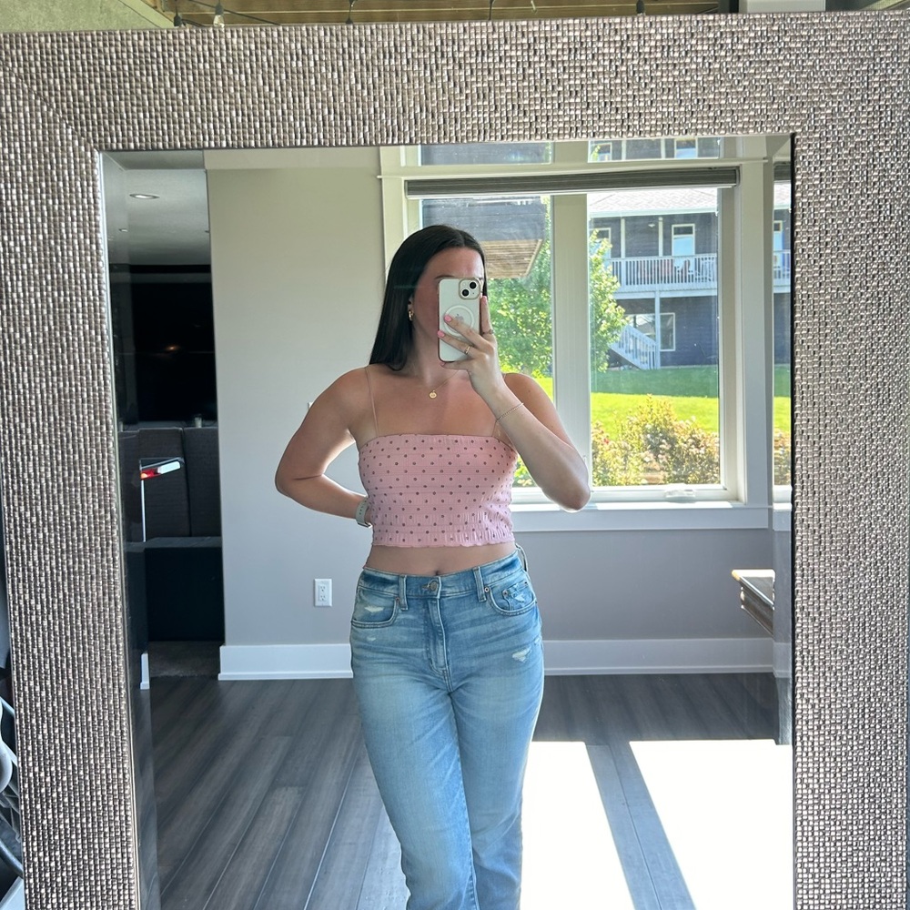 LA Hearts Pink Tank Top with Flowers (S)